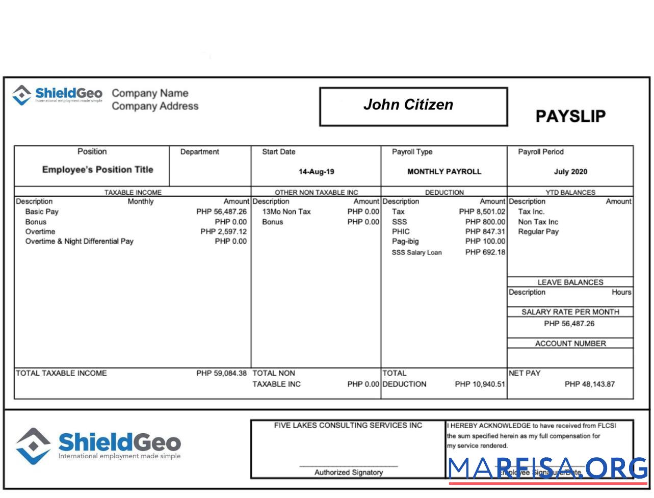 Blank Shieldgeo payslip template
